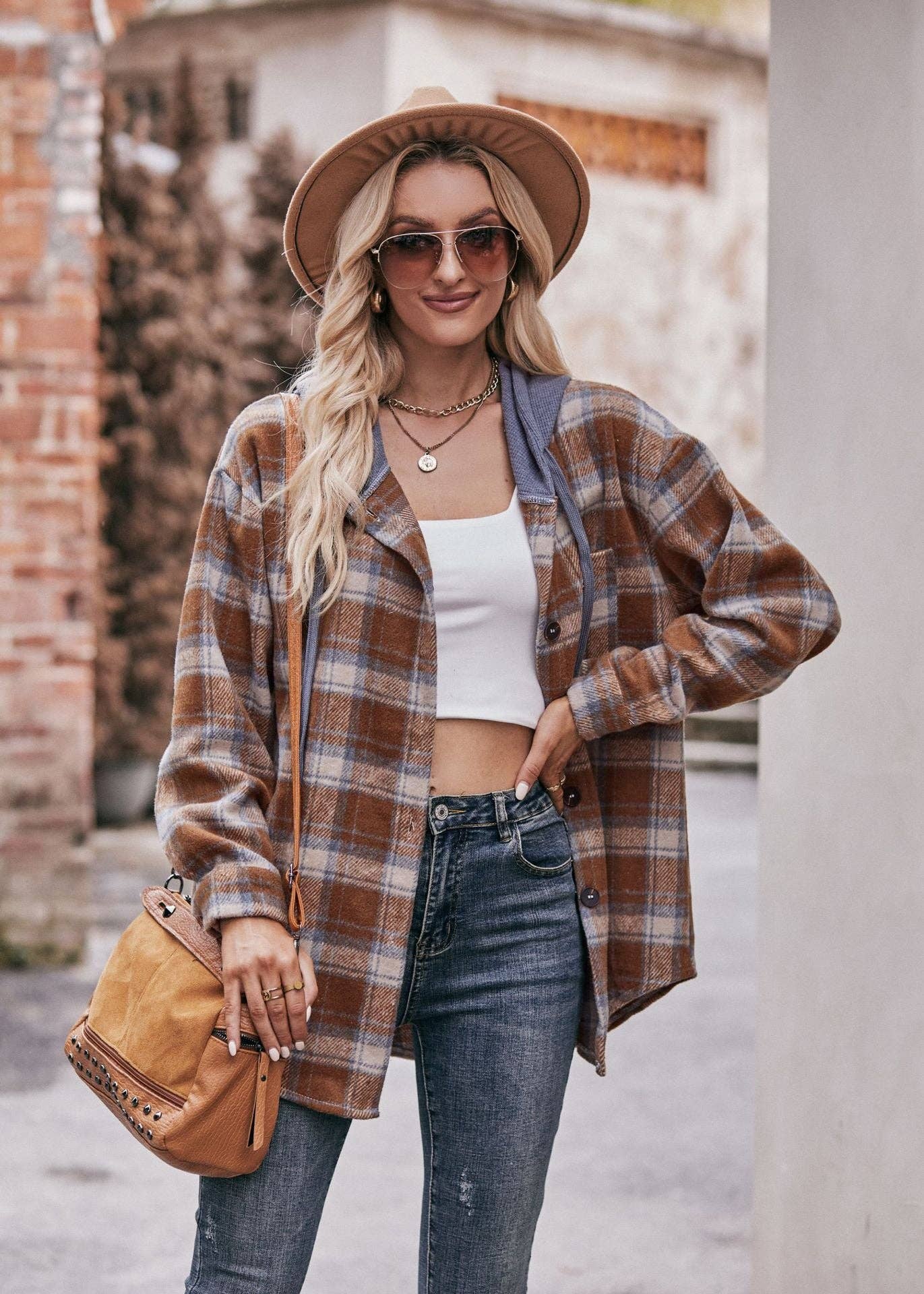 FLANNEL CHECKED HOODED JACKET