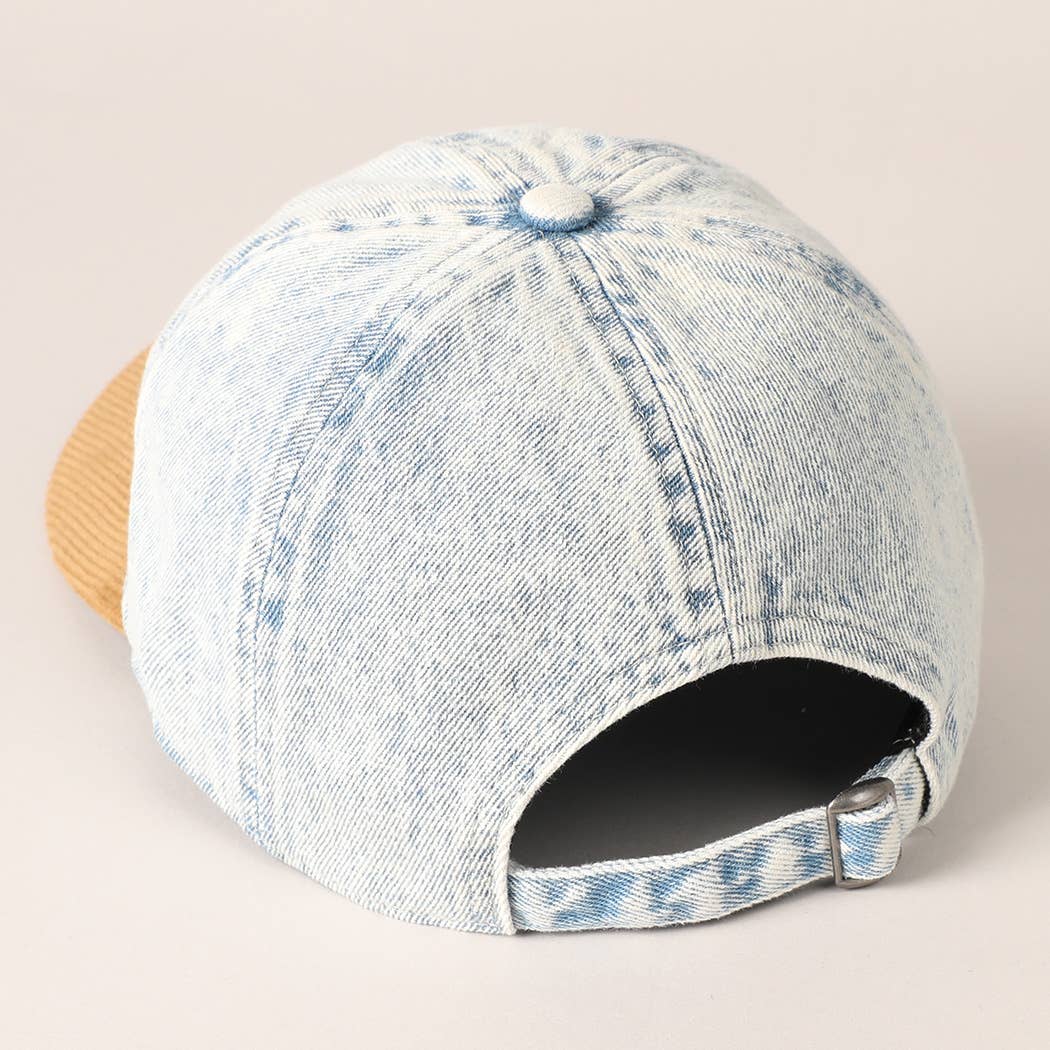 EMBROIDERED US FLAG TWO TONE BASEBALL CAP
