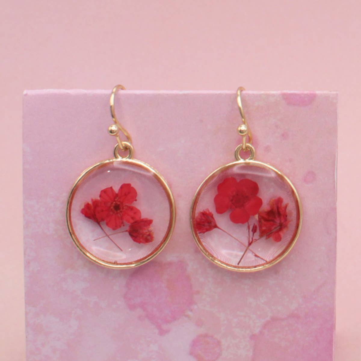 COTTAGE DARK PINK FLOWER EARRINGS