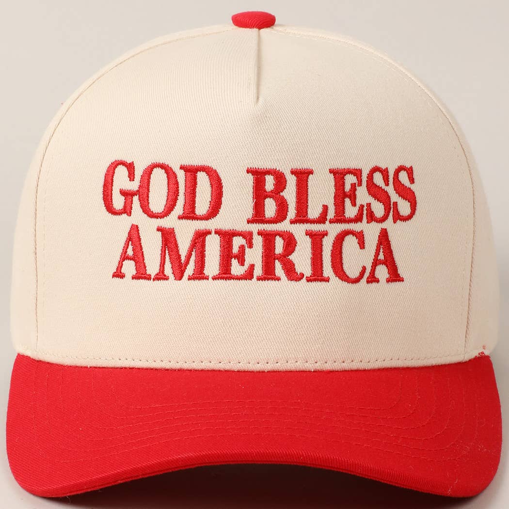 GOD BLESS AMERICA EMBROIDERED TWO TONE CAP