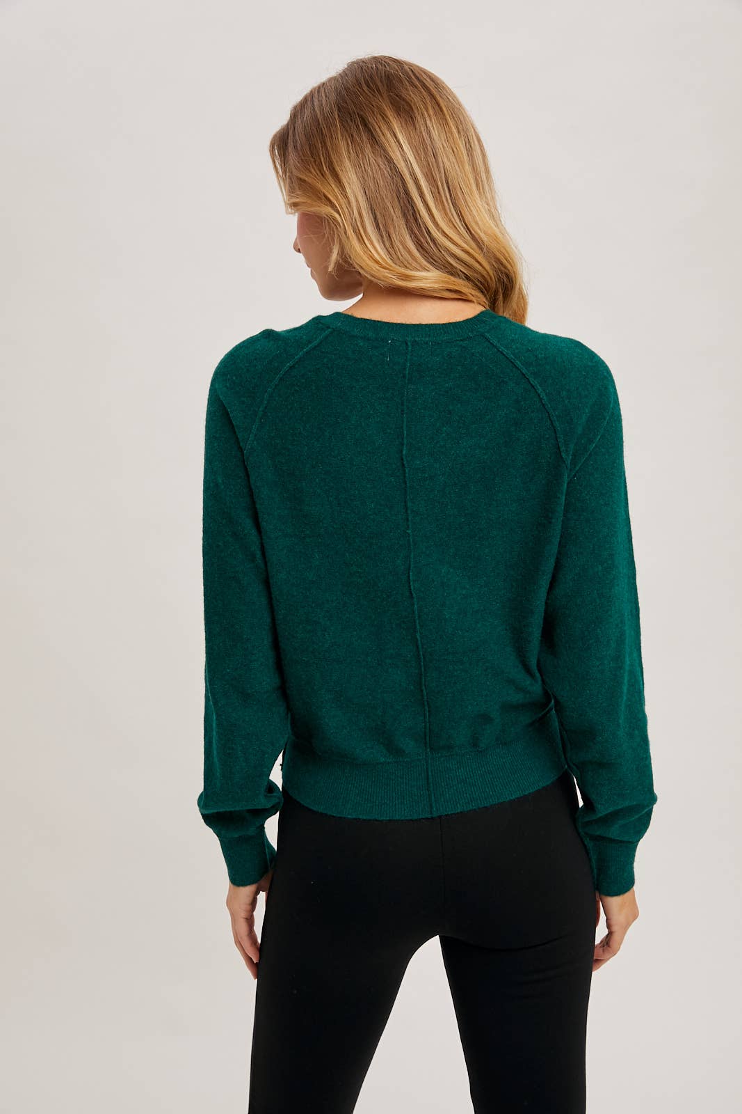 Bluivy - HALF-BUTTON HENLEY KNIT SWEATER: HUNTER GREEN / M