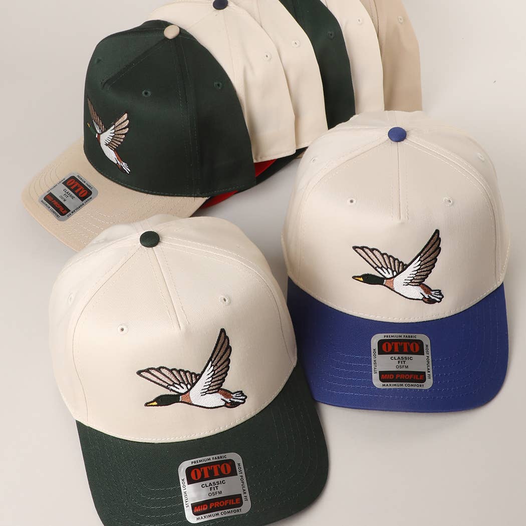 FLYING MALLARD GRAPHIC EMBROIDERED TRUCKER HAT