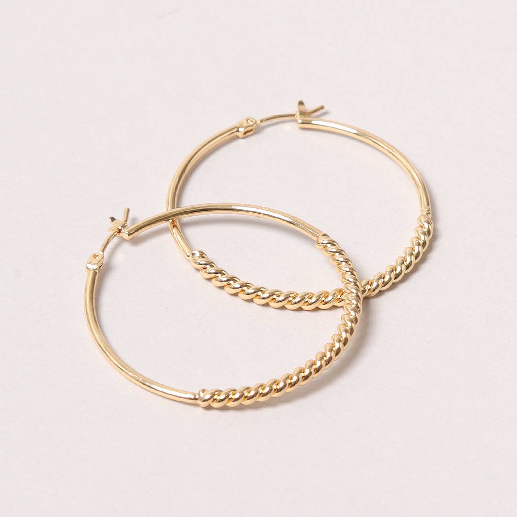 Fashion City - 14K Gold-Dipped Textured Hoop Earring: GLD / ONE SIZE