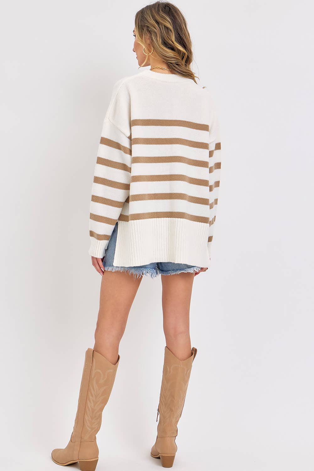 PULLOVER STRIPED OVERSIZE KNIT SWEATER