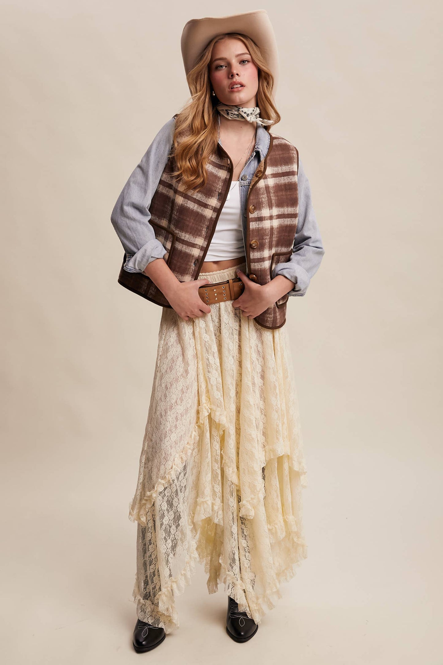 REVERSIBLE PLAID SHERPA VEST