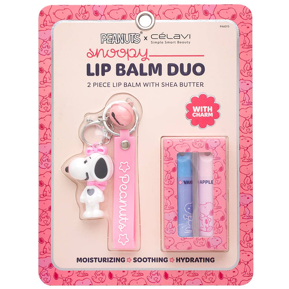 CELAVI X PEANUTS SNOOPY LIP BALM DUO W KEYCHAIN