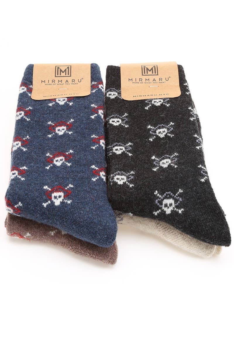 WOMEN'S SKULL WOOL BLEND CREW SOCKS