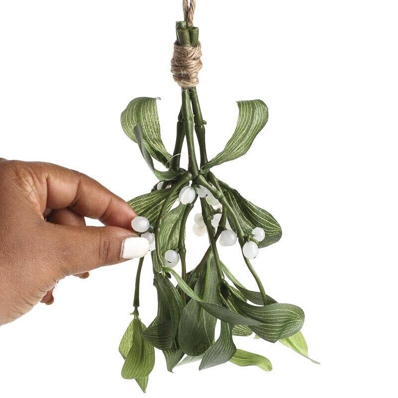 Factory Direct Craft - 8" Hanging Artificial Mistletoe with Jute Hanger
