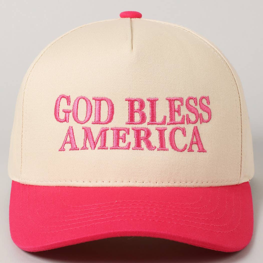 GOD BLESS AMERICA EMBROIDERED TWO TONE CAP