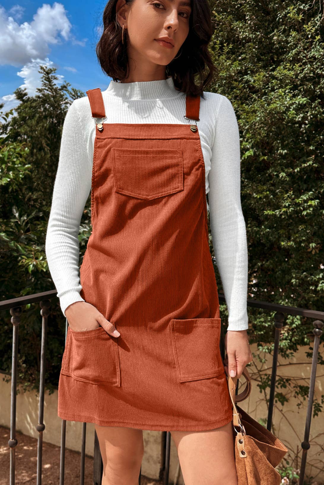 CINNAMON CORDUROY OVERALL DRESS