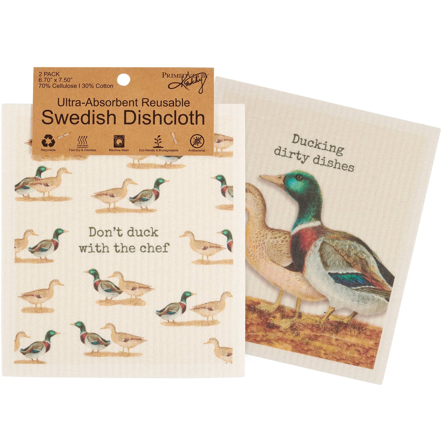 Primitives by Kathy - Ducking Dirty Dishes Swedish Dishcloth Set