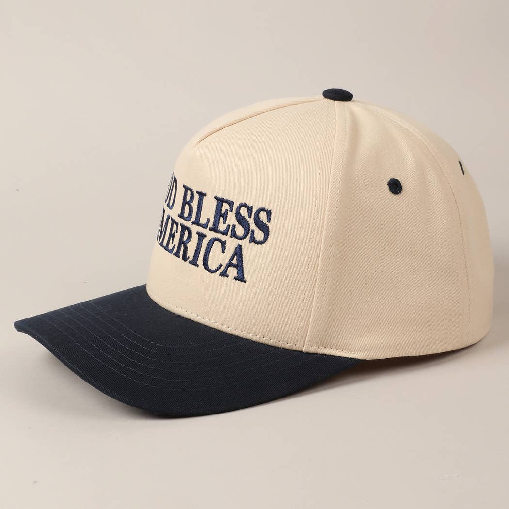 GOD BLESS AMERICA EMBROIDERED TWO TONE CAP