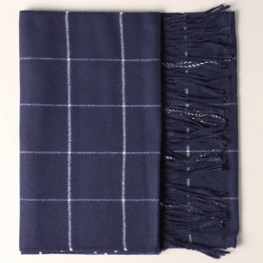 Fashion City - Cashmere Feel Plaid Pattern Scarf - Fringed Edges: SW-18 / ONE SIZE