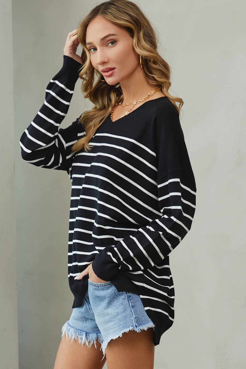 EVERYDAY CASUAL STRIPED KNIT TOP