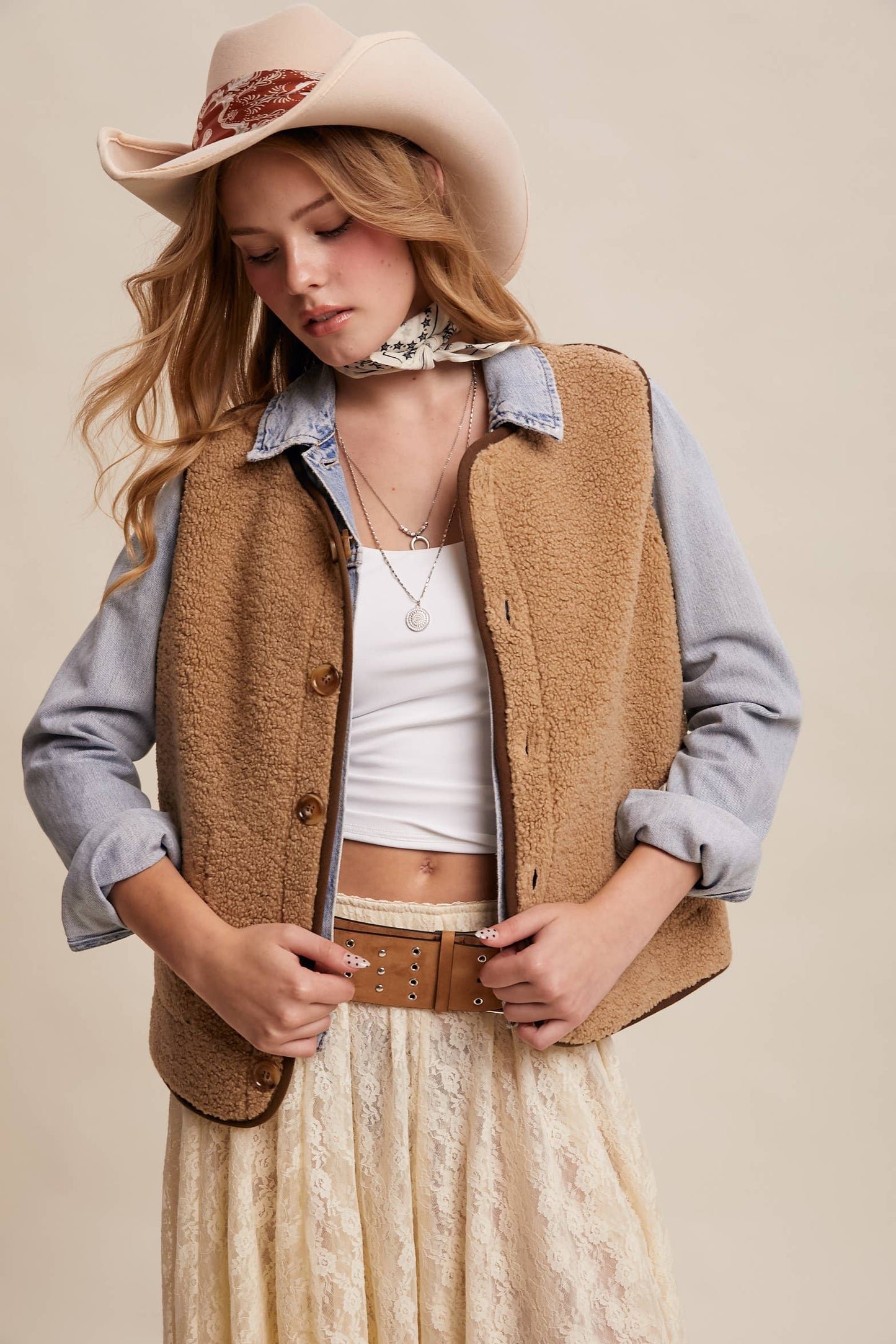 REVERSIBLE PLAID SHERPA VEST