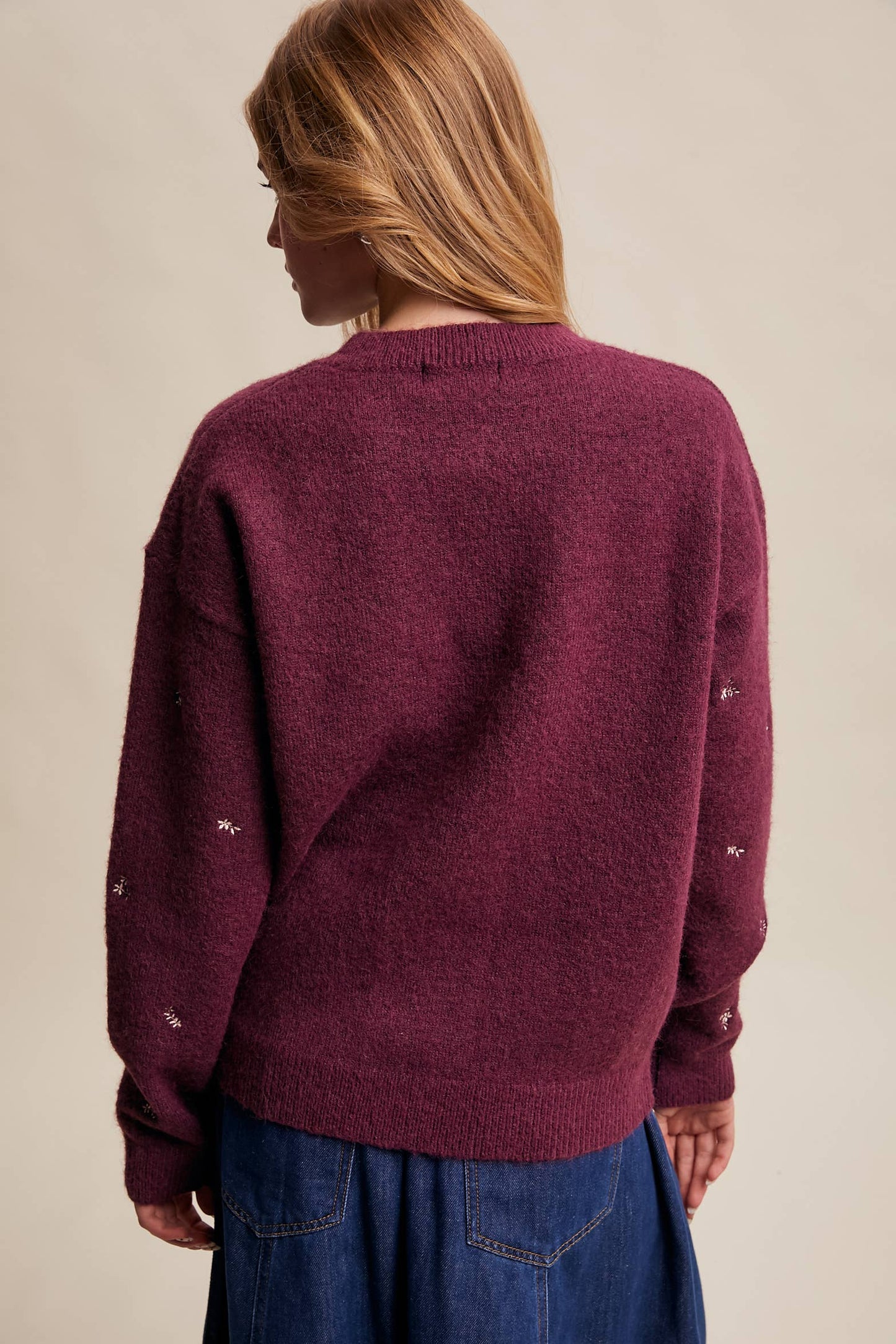 EMBROIDERED DOT KNIT SWEATER