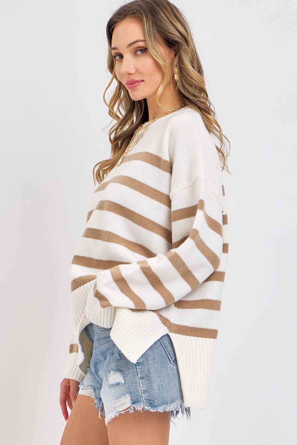 PULLOVER STRIPED OVERSIZE KNIT SWEATER