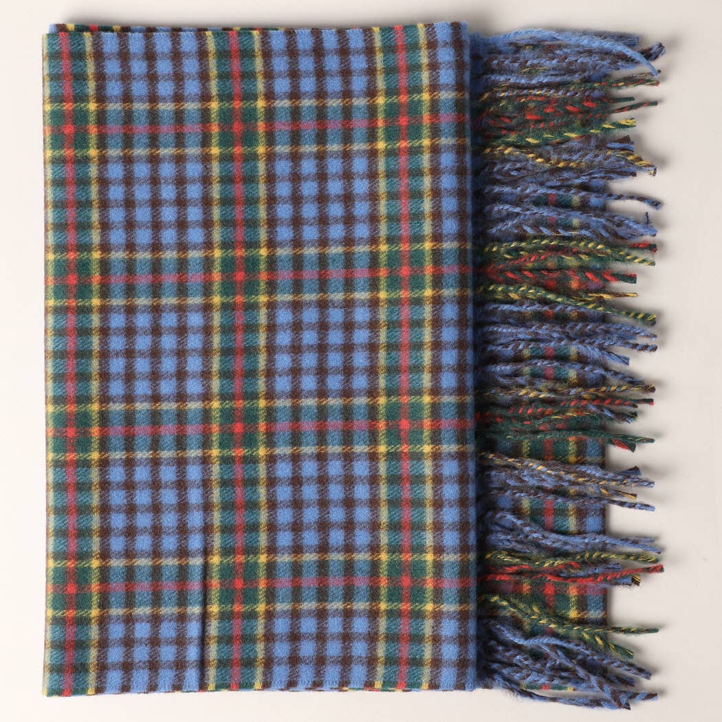 Fashion City - Cashmere Feel Plaid Pattern Scarf - Fringed Edges: SW-18 / ONE SIZE