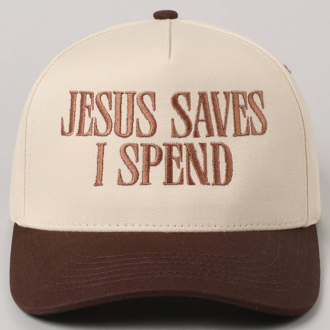 JESUS SAVES I SPEND TRUCKER HAT