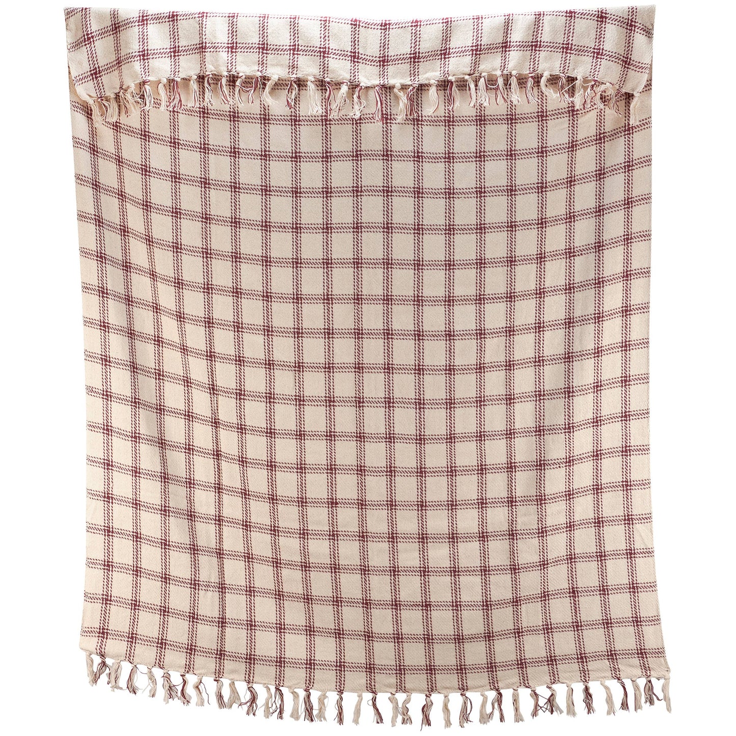 BURGUNDY PLAID THROW