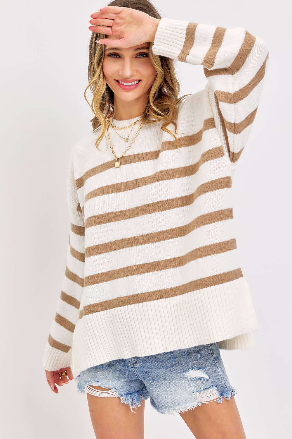 PULLOVER STRIPED OVERSIZE KNIT SWEATER