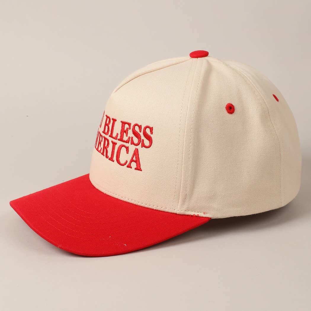 GOD BLESS AMERICA EMBROIDERED TWO TONE CAP