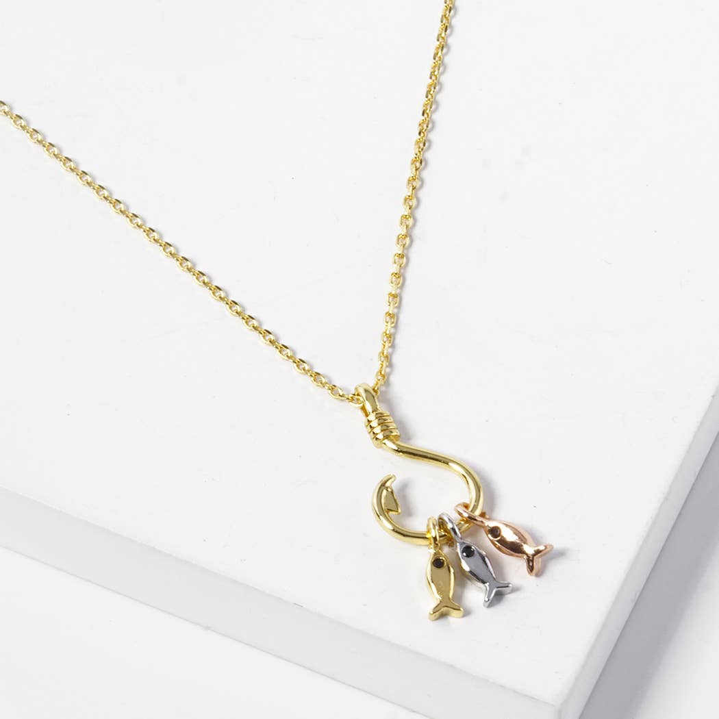 Fashion City - Gold-Dipped Fish Hook Fashion Necklace: GT / ONE SIZE