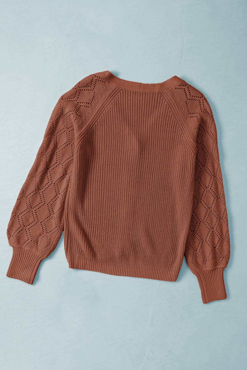 RUST BISHOP SLEEVE V NECK CARDI SWEATER