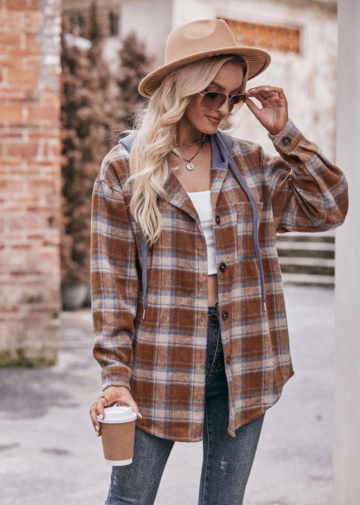 FLANNEL CHECKED HOODED JACKET
