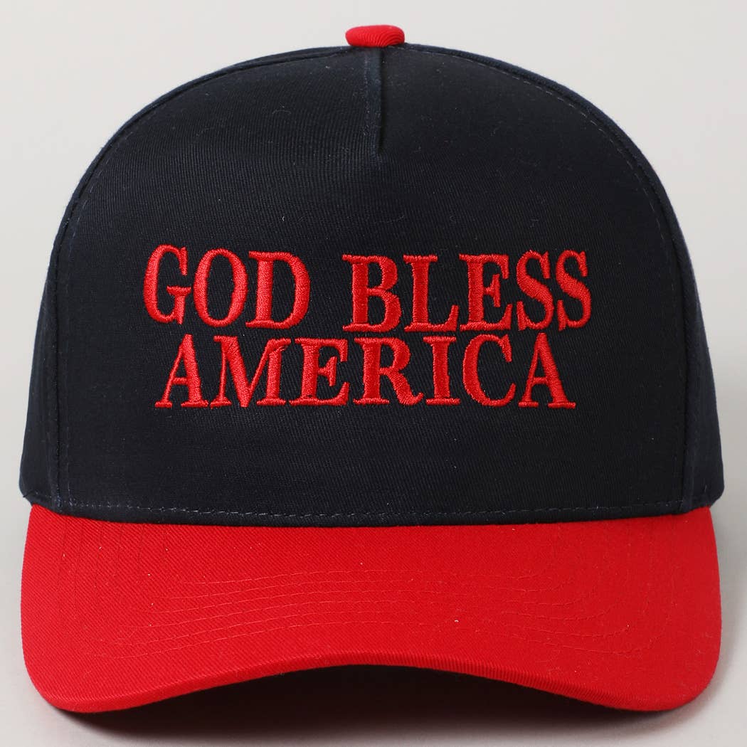 GOD BLESS AMERICA EMBROIDERED TWO TONE CAP