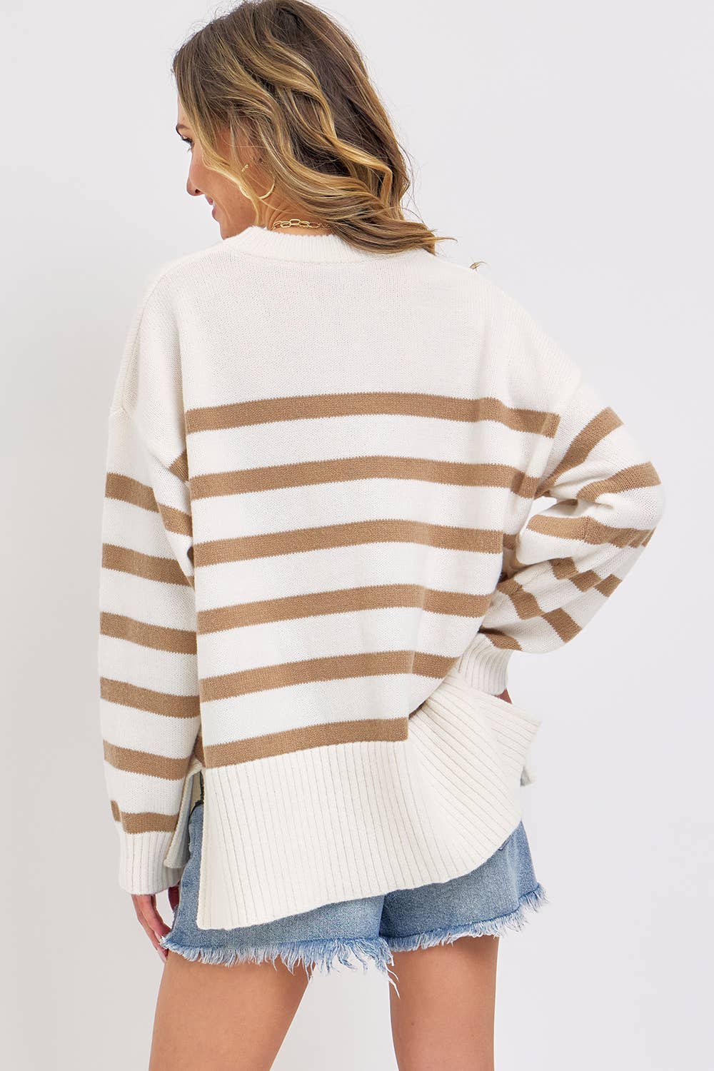 PULLOVER STRIPED OVERSIZE KNIT SWEATER