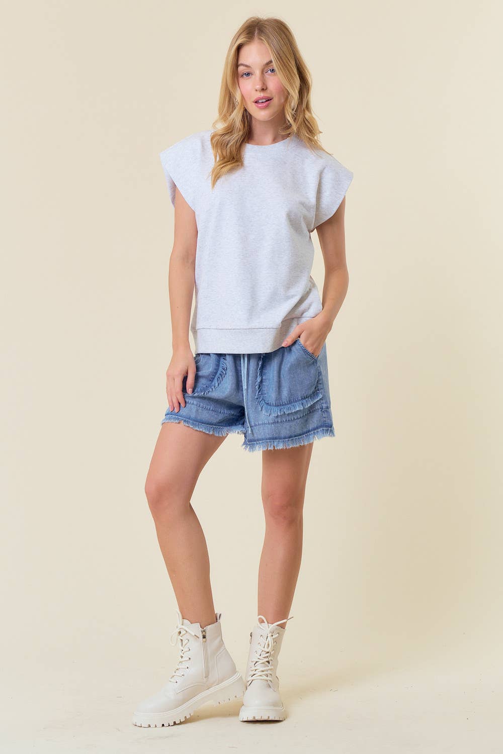 COTTON FRENCH TERRY CREW NECK MUSCLE SWEATSHIRT