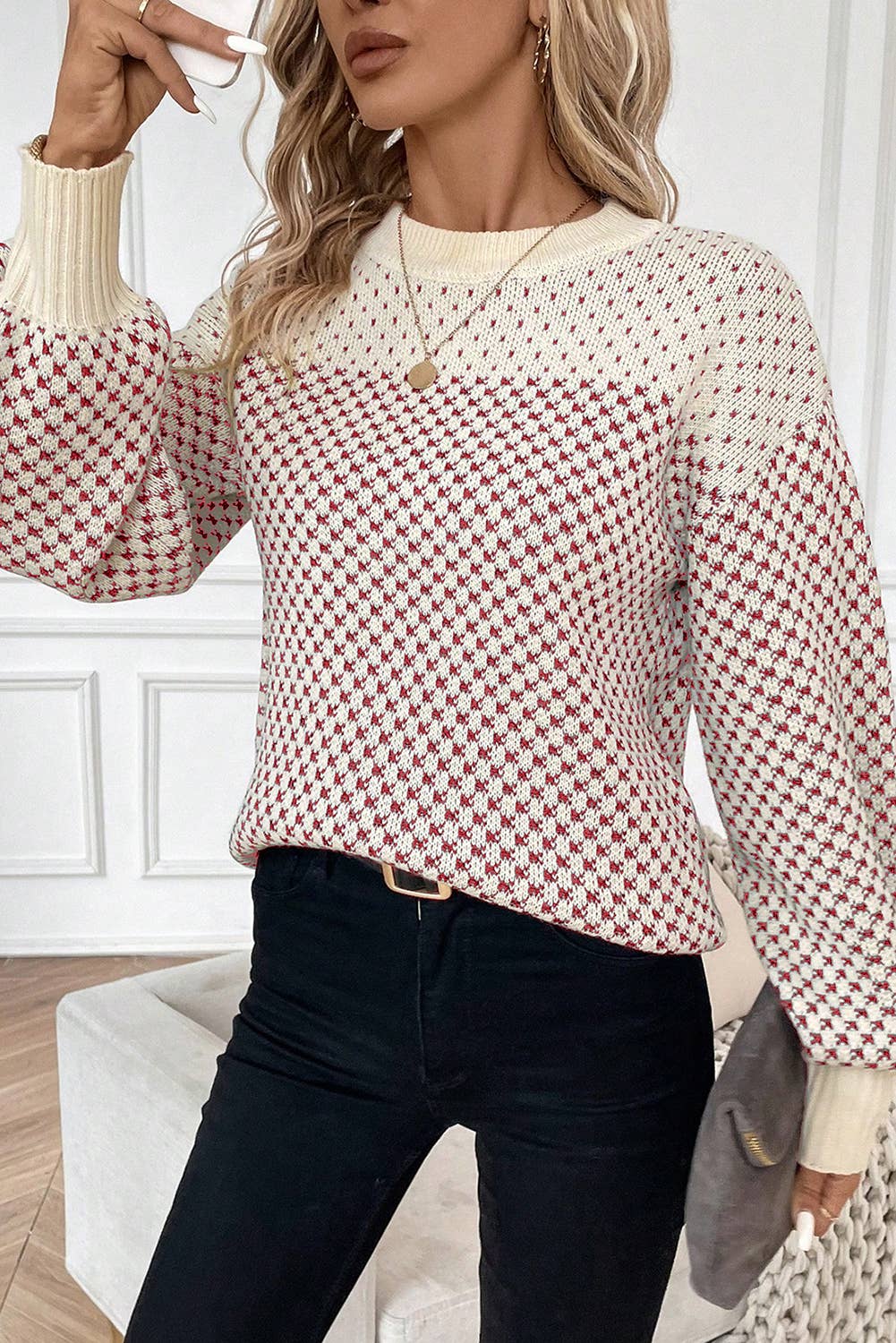 CAMERON LANTERN SLEEVE KNIT SWEATER