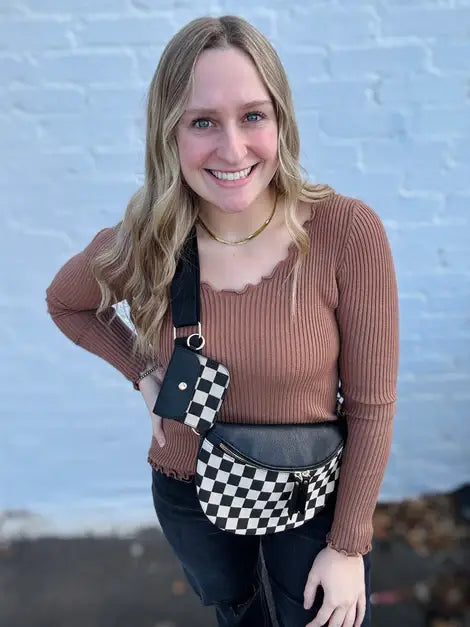 LEATHER CHECKMATE BUM BAG