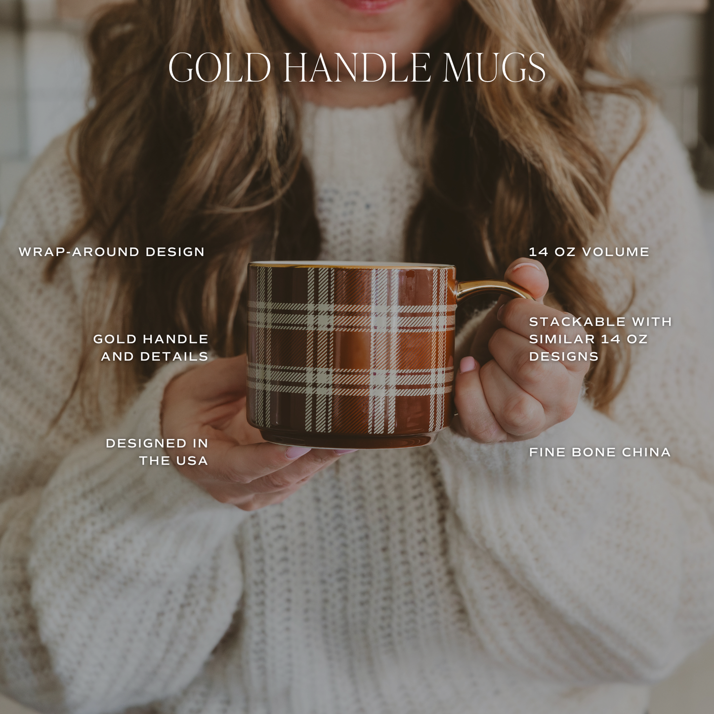BROWN PLAID COFFEE MUG