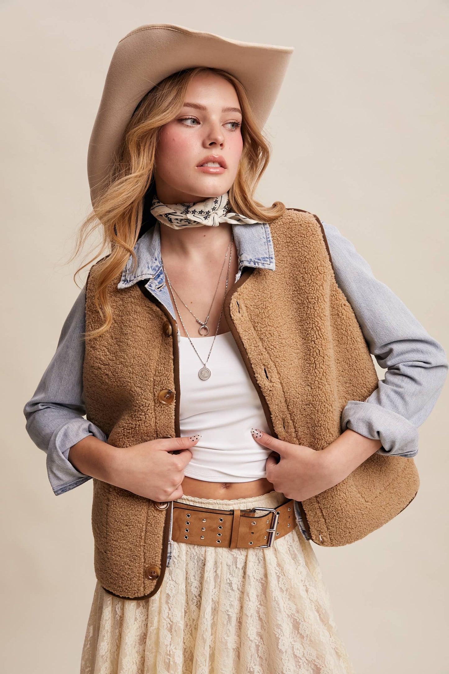 REVERSIBLE PLAID SHERPA VEST