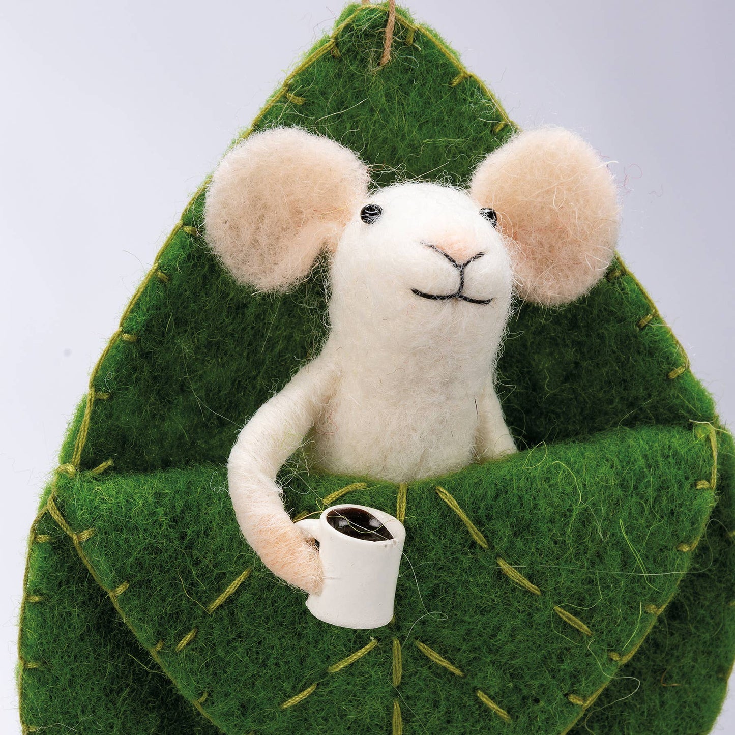 MOUSE IN LEAF BED CRITTTER ORNAMENT