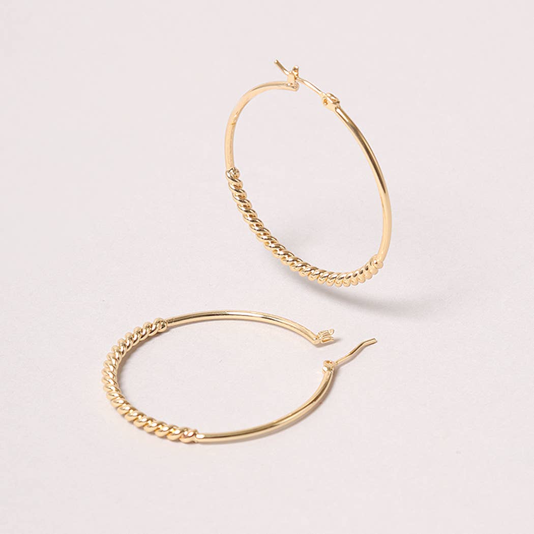 Fashion City - 14K Gold-Dipped Textured Hoop Earring: GLD / ONE SIZE