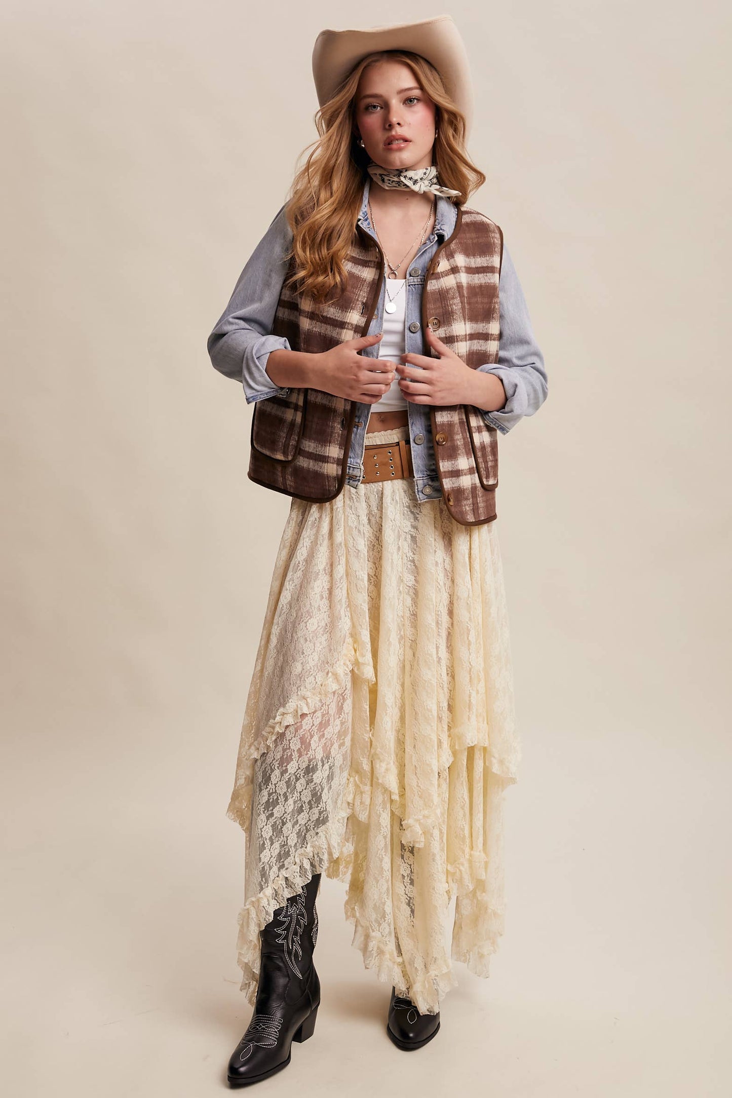 REVERSIBLE PLAID SHERPA VEST