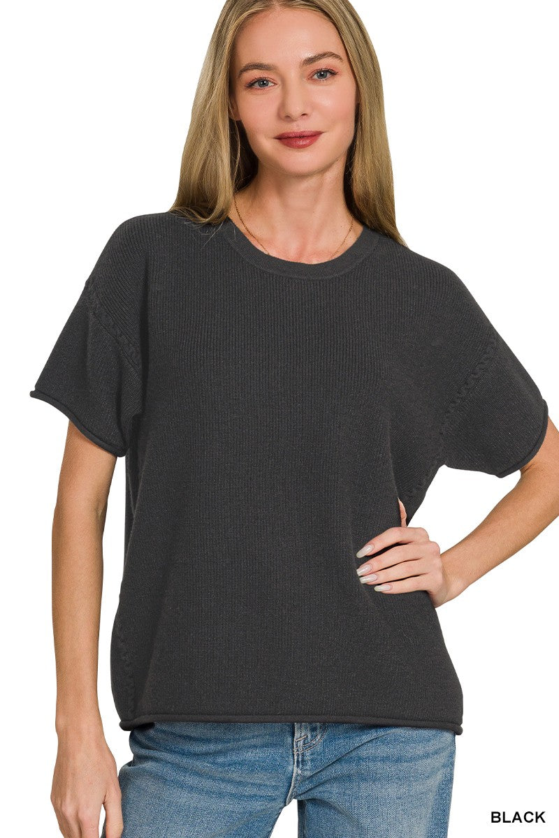 JANE ROUND-NECK SHORT SLEEVE SWEATER