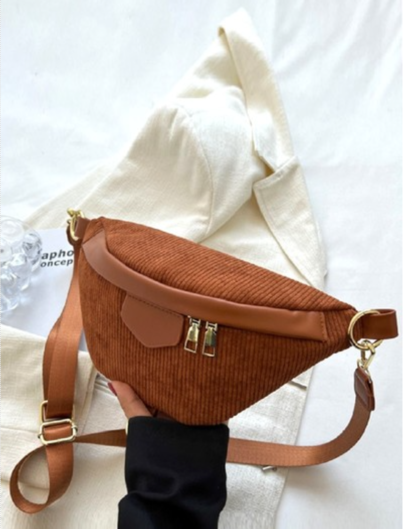 VINTAGE CORDUROY CROSSBODY SLING FANNY BUM BAG