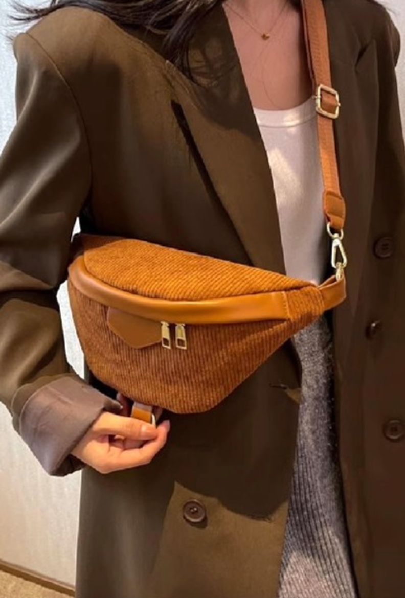 VINTAGE CORDUROY CROSSBODY SLING FANNY BUM BAG