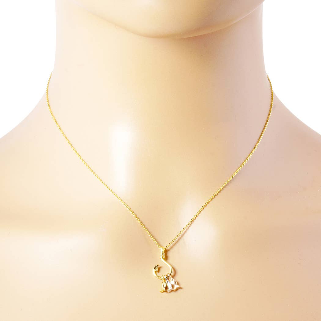 Fashion City - Gold-Dipped Fish Hook Fashion Necklace: GT / ONE SIZE