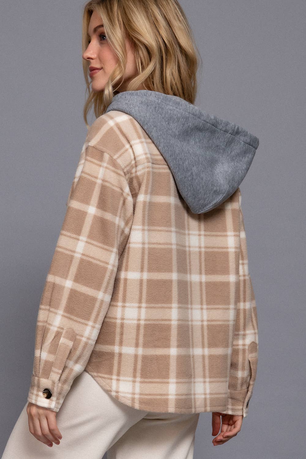 DARCY PLAID BUTTON DOWN WITH HOODIE