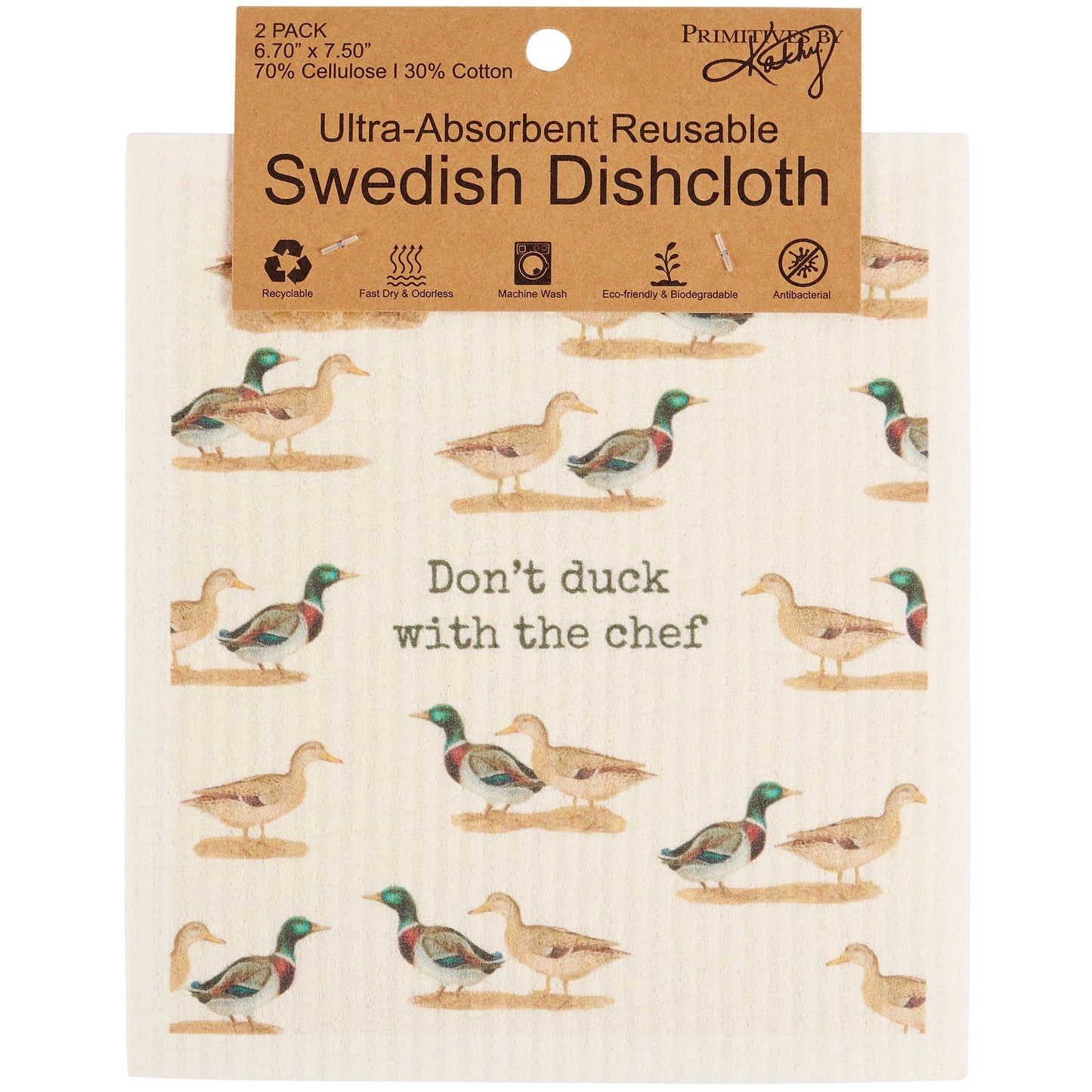 Primitives by Kathy - Ducking Dirty Dishes Swedish Dishcloth Set