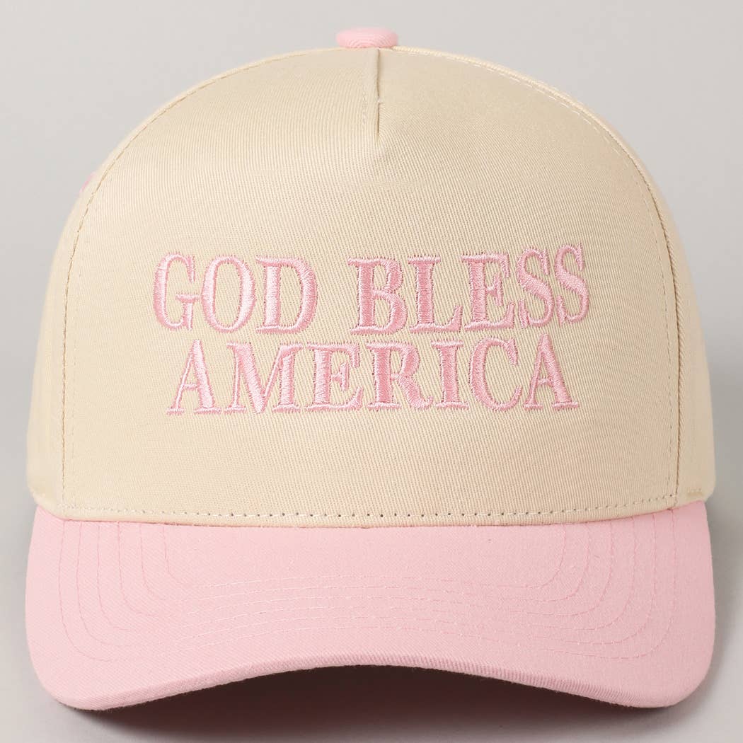 GOD BLESS AMERICA EMBROIDERED TWO TONE CAP