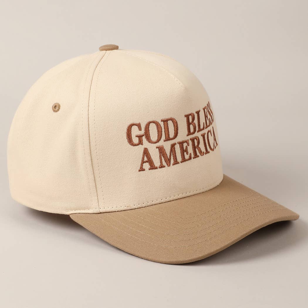 GOD BLESS AMERICA EMBROIDERED TWO TONE CAP