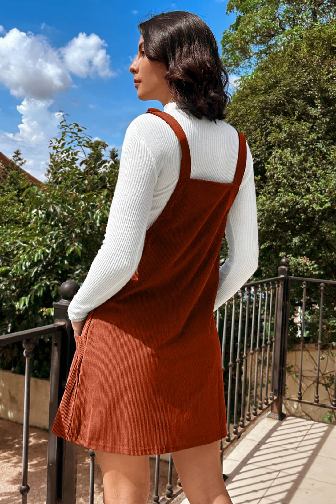 CINNAMON CORDUROY OVERALL DRESS