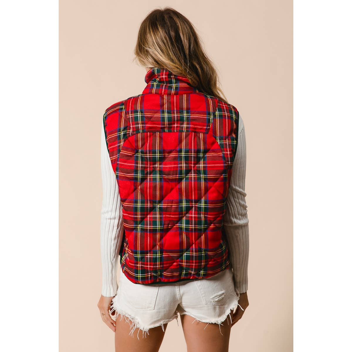VINTAGE CHRISTMAS PLAID QUILTING VEST