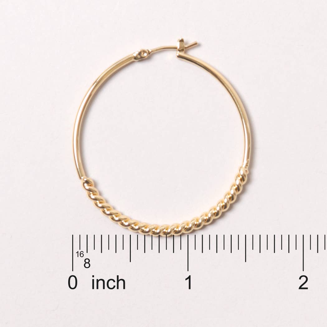 Fashion City - 14K Gold-Dipped Textured Hoop Earring: GLD / ONE SIZE